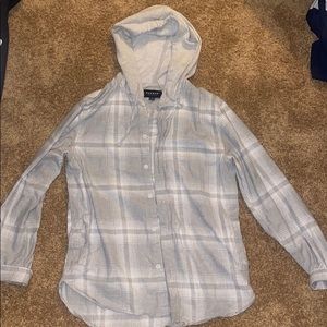 white & grey hooded flannel